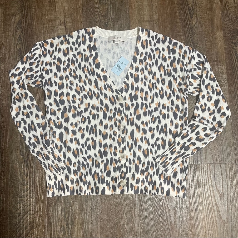 LOFT Leopard Print Cardigan - Black, Brown, Cream